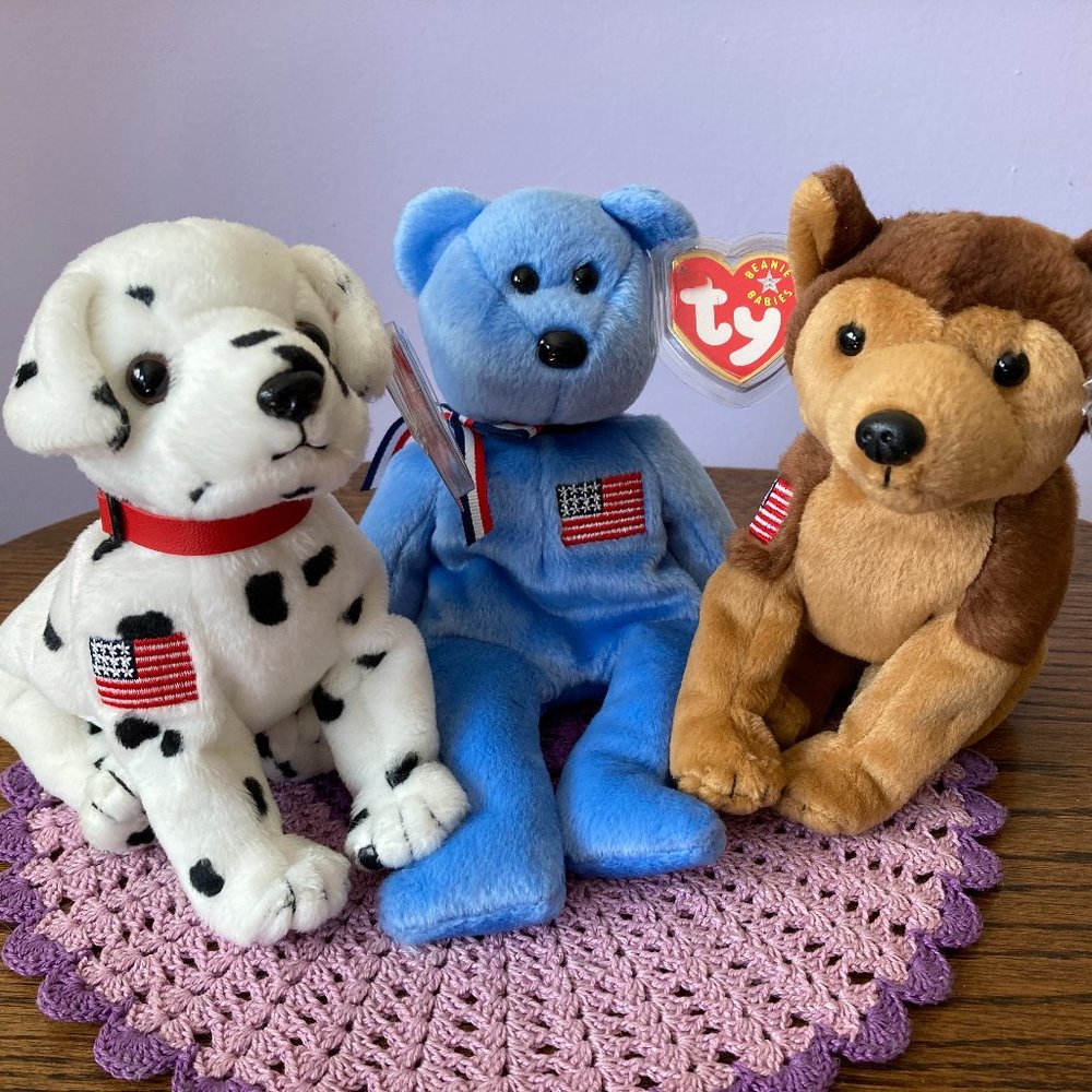 9/11 remembrance TY beanie babies 2001, Rescue, America, and Courage NWT